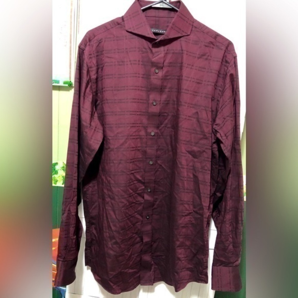 👻Sean John plaid long sleeve cotton button down shirt
